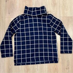 J. Crew Factory Funnelneck Sweater Blue White Windowpane Plaid XXL Turtleneck
